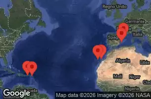EXPLORA I - útvonalterv 14 éjszaka indulás San Juan kelt 12/03/2026 - Porto Rico, Sint Maarten, Spagna, Marocco, Stati Uniti