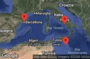 EXPLORA I - útvonalterv 5 éjszaka indulás Barcelona kelt 02/04/2026 - Spagna, Italia, Malta