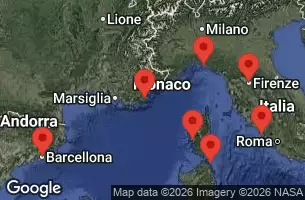 EXPLORA I - útvonalterv 8 éjszaka indulás Barcelona kelt 14/09/2026 - Spagna, Italia, Francia, Islanda