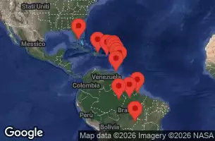 EXPLORA I - útvonalterv 20 éjszaka indulás Miami kelt 29/01/2027 - Stati Uniti, Rep. Dominicana, Sint Maarten, Guadalupa, Saint Kitts e Nevis, Porto Rico, Saint-Barthélemy, Martinica, Barbados, Trinidad e Tobago, Brasile