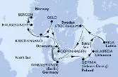 Copenhagen,Warnemunde,Gdynia,Klaipeda,Riga,Stockholm,Copenhagen,Warnemunde,Haugesund,Bergen,Kristiansand,Oslo,Copenhagen