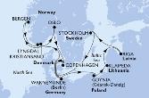 Warnemunde,Gdynia,Klaipeda,Riga,Stockholm,Copenhagen,Warnemunde,Kristiansand,Bergen,Lyngdal,Oslo,Copenhagen,Warnemunde