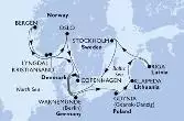 Copenhagen,Warnemunde,Kristiansand,Bergen,Lyngdal,Oslo,Copenhagen,Warnemunde,Gdynia,Klaipeda,Riga,Stockholm,Copenhagen