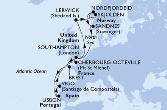 Southampton,Brest,Lisbon,Vigo,Cherbourg,Southampton,Lerwick,Skjolden,Nordfjordeid,Sandnes,Southampton