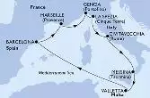 Messina,Valletta,Barcelona,Marseille,Genoa,La Spezia,Civitavecchia,Messina
