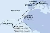Fort de France,Pointe-a-Pitre,Philipsburg,St John s,Santa Cruz de Tenerife,Barcelona,Marseille,Genoa