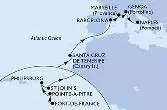 Fort de France,Pointe-a-Pitre,Philipsburg,St John s,Santa Cruz de Tenerife,Barcelona,Marseille,Genoa,Naples