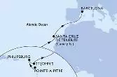 Pointe-a-Pitre,Philipsburg,St John s,Santa Cruz de Tenerife,Barcelona