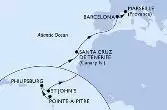 Pointe-a-Pitre,Philipsburg,St John s,Santa Cruz de Tenerife,Barcelona,Marseille