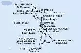 Bridgetown,Kingstown,Saint George,Fort de France,Pointe-a-Pitre,Philipsburg,St John s,Basseterre,Roseau,Fort de France,Pointe-a-Pitre,Castries,Bridgetown