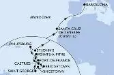 Fort de France,Pointe-a-Pitre,Castries,Bridgetown,Kingstown,Saint George,Fort de France,Pointe-a-Pitre,Philipsburg,St John s,Santa Cruz de Tenerife,Barcelona