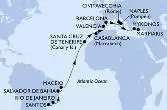 Santos,Rio de Janeiro,Salvador,Maceio,Santa Cruz de Tenerife,Casablanca,Valencia,Barcelona,Naples,Civitavecchia,Mykonos,Marmaris