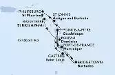 Bridgetown,Fort de France,Pointe-a-Pitre,St John s,Philipsburg,Basseterre,Roseau,Fort de France,Pointe-a-Pitre,Castries,Bridgetown