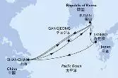 Shanghai,Gangjeong,Busan,Shanghai,Busan,Sasebo,Shanghai