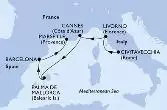 Civitavecchia,Livorno,Cannes,Palma de Mallorca,Barcelona,Marseille