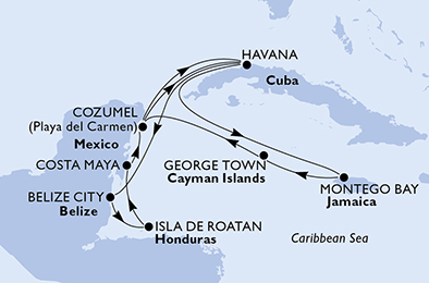 10 12 18 Ind Cozumel útvonalterv 7 éjszaka 4 11 11 12 18 Ind Havana útvonalterv 14 éjszaka 3