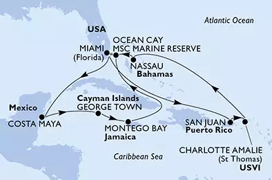 United States, Puerto Rico, Virgin Islands (U.S.), Bahamas, Mexico, Cayman Islands, Jamaica