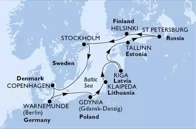 Germany, Poland, Lithuania, Latvia, Estonia, Russian Federation, Finland, Sweden, Denmark