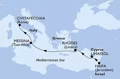 Israel, Cyprus, Greece, Italy