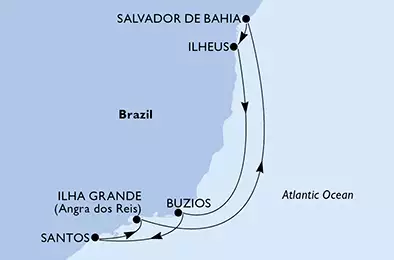 Santos, Ilha Grande, Salvador, Ilheus, Buzios, Santos