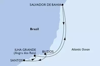 Santos,Ilha Grande,Salvador,Buzios,Santos
