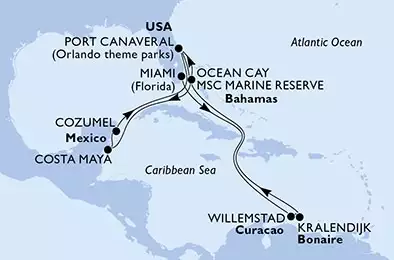 Miami,Willemstad,Kralendijk,Ocean Cay,Port Canaveral,Ocean Cay,Ocean Cay,Costa Maya,Cozumel,Port Canaveral