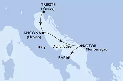 Trieste,Ancona,Kotor,Bari