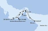 Abu Dhabi,Sir Bani Yas,Muscat,Khasab,Dubai,Dubai,Abu Dhabi
