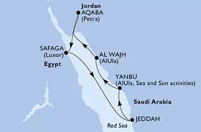 Jeddah,Yanbu,Al Wajh,Aqaba,Safaga,Jeddah