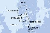 Copenhagen,Warnemunde,Eidfjord,Haugesund,Kristiansand,Oslo,Copenhagen