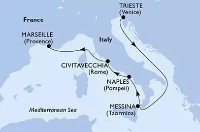 Trieste,Messina,Naples,Civitavecchia,Marseille