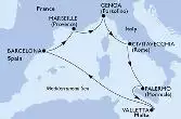 Barcelona,Marseille,Genoa,Civitavecchia,Palermo,Valletta,Barcelona