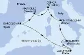Marseille,Genoa,Civitavecchia,Palermo,Valletta,Barcelona,Marseille