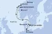 Kiel,Copenhagen,Nordfjordeid,Alesund,Flaam,Kiel