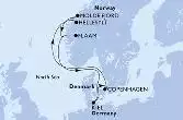 Copenhagen,Hellesylt,Molde Fjord,Flaam,Kiel,Copenhagen