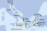 Istanbul,Corfu,Bari,Trieste,Katakolon,Mykonos,Kusadasi,Istanbul