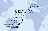 Santos,Rio de Janeiro,Salvador,Maceio,Santa Cruz de Tenerife,Cadiz,Barcelona