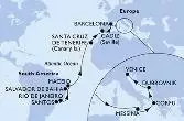 Santos,Rio de Janeiro,Salvador,Maceio,Santa Cruz de Tenerife,Cadiz,Barcelona,Messina,Corfu,Dubrovnik,Venice