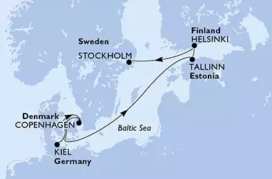 Kiel,Copenhagen,Tallinn,Helsinki,Stockholm