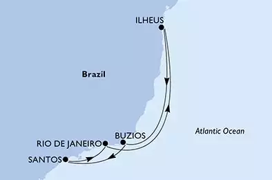 Santos,Rio de Janeiro,Ilheus,Buzios,Santos
