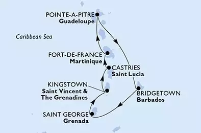 Martinique,Guadeloupe,Barbados,Grenada,Saint Vincent & The Grenadines,Saint Lucia