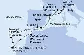 Genoa,Barcelona,Casablanca,Santa Cruz de Tenerife,Funchal,Malaga,Marseille,Genoa
