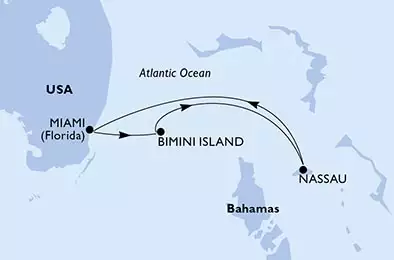 Miami,Bimini Island,Nassau,Miami