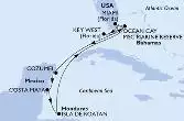 Miami,Cozumel,Costa Maya,Isla de Roatan,Ocean Cay,Miami,Key West,Ocean Cay,Miami