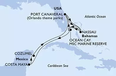 Port Canaveral,Nassau,Ocean Cay,Port Canaveral,Nassau,Ocean Cay,Costa Maya,Cozumel,Port Canaveral