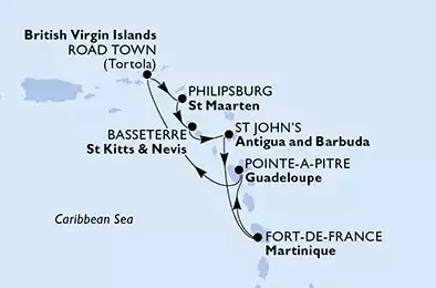 Fort de France,Pointe-a-Pitre,Road Town,Philipsburg,Basseterre,St John s,Fort de France