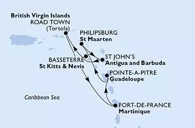 Fort de France,Pointe-a-Pitre,Philipsburg,St John s,Basseterre,Road Town,Fort de France