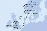 Southampton,Haugesund,Nordfjordeid,Flaam,Kristiansand,Southampton