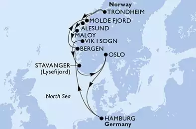 Hamburg,Bergen,Molde Fjord,Trondheim,Alesund,Maloy,Vik i Sogn,Stavanger,Oslo,Hamburg Cruise Parade,Hamburg