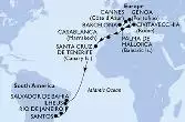 Barcelona,Cannes,Genoa,Civitavecchia,Palma de Mallorca,Casablanca,Santa Cruz de Tenerife,Salvador,Ilheus,Rio de Janeiro,Santos